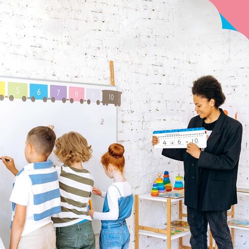 26 PCS Number Line Dry Erase Boards, Writable and Erasable Double Sided Board-0-10 on One Side & 0-20 on Other Side Math White Board for Kids, Students, Classroom and Home (12" x 4", Colorful Stars) in Kuwait