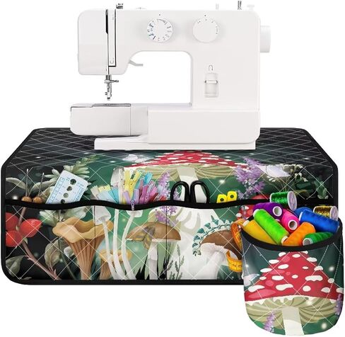 Fantastic Mushroom & Butterfly Sewing Machine Carrying Pad for Table Foldable Anti-Stains Decorative Pad Organizer for Brother, Singer, Bernina and Most Machines in Kuwait