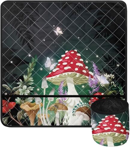 Fantastic Mushroom & Butterfly Sewing Machine Carrying Pad for Table Foldable Anti-Stains Decorative Pad Organizer for Brother, Singer, Bernina and Most Machines in Kuwait