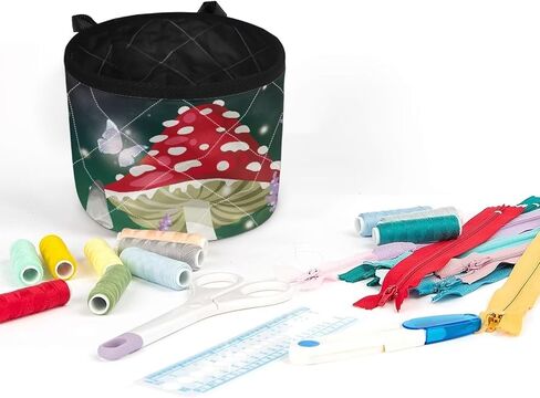 Fantastic Mushroom & Butterfly Sewing Machine Carrying Pad for Table Foldable Anti-Stains Decorative Pad Organizer for Brother, Singer, Bernina and Most Machines in Kuwait