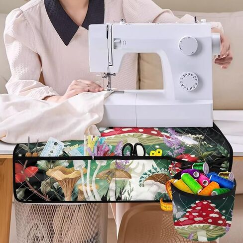 Fantastic Mushroom & Butterfly Sewing Machine Carrying Pad for Table Foldable Anti-Stains Decorative Pad Organizer for Brother, Singer, Bernina and Most Machines in Kuwait