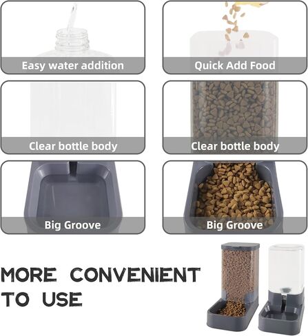 Automatic Cat Feeder and Water Dispenser with Pet Food Bowl,Gravity Food Feeder and Waterer Dispenser in Set for Small Medium Dog Puppy Kitten Rabbit Bunny Large Capacity(3.3L x 2) in Saudi Arabia