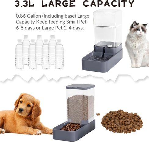 Automatic Cat Feeder and Water Dispenser with Pet Food Bowl,Gravity Food Feeder and Waterer Dispenser in Set for Small Medium Dog Puppy Kitten Rabbit Bunny Large Capacity(3.3L x 2) in Saudi Arabia