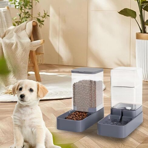 Automatic Cat Feeder and Water Dispenser with Pet Food Bowl,Gravity Food Feeder and Waterer Dispenser in Set for Small Medium Dog Puppy Kitten Rabbit Bunny Large Capacity(3.3L x 2) in Saudi Arabia