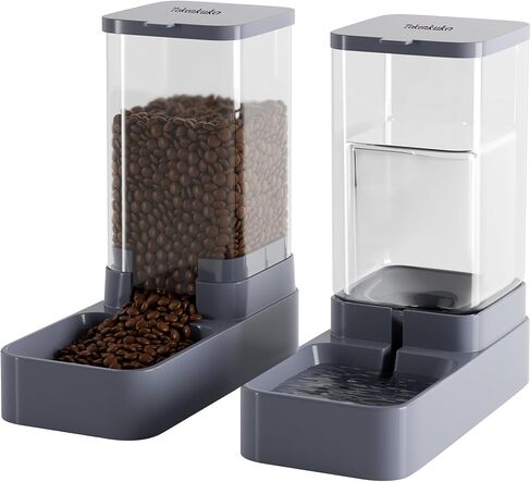 Automatic Cat Feeder and Water Dispenser with Pet Food Bowl,Gravity Food Feeder and Waterer Dispenser in Set for Small Medium Dog Puppy Kitten Rabbit Bunny Large Capacity(3.3L x 2) in Saudi Arabia