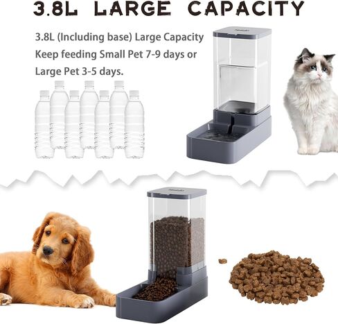 Automatic Cat Feeder and Water Dispenser with Pet Food Bowl,Gravity Food Feeder and Waterer Dispenser in Set for Small Medium Dog Puppy Kitten Rabbit Bunny Large Capacity(3.3L x 2) in Saudi Arabia