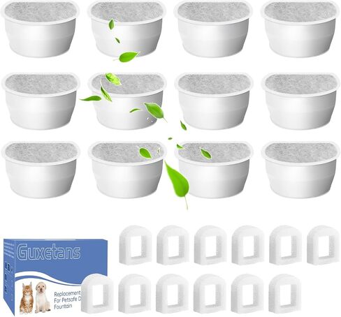 Guxetans24pcs استبدال فلتر نافورة المياه للقطط لمرشحات نوافير الشرب الآمنة للحيوانات الأليفة، ومرشحات الكربون البديلة ومرشحات الرغوة البديلة لنوافير الحيوانات الأليفة المتعددة المصنوعة من السيراميك والفولاذ المقاوم للصدأ in Kuwait
