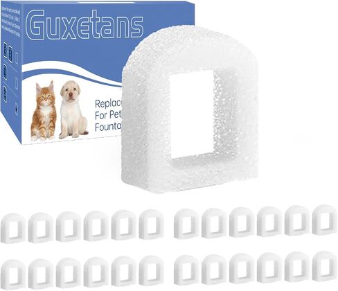 Guxetans24pcs استبدال فلتر نافورة المياه للقطط لمرشحات نوافير الشرب الآمنة للحيوانات الأليفة، ومرشحات الكربون البديلة ومرشحات الرغوة البديلة لنوافير الحيوانات الأليفة المتعددة المصنوعة من السيراميك والفولاذ المقاوم للصدأ in Kuwait