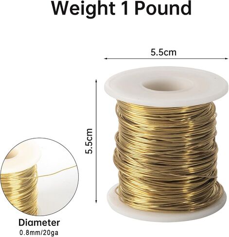 14 Gauage(1.63 mm),1 Pound 85ft Spool Brass Wire for Jewelry Making, Beading,Yellow Brass, Round, Dead Soft in Kuwait
