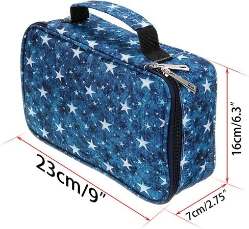 BTSKY Big Capacity Zipper Stationery Bag with Pattern-Multi-functional Stationery Organizer Pouch 36 Large Stretchy Slots for 72 Colored Pencils Black in Saudi Arabia