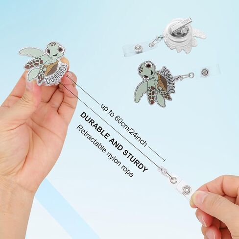 Turtle Badge Reel, Cute Badge Reel, Name Badge Holder Reel ID Clip, Funny Badge Reel for Nurse Office Worker Teacher Student, Nurse Badge Holder with 24" Durable Nylon Retractable Cord in Saudi Arabia