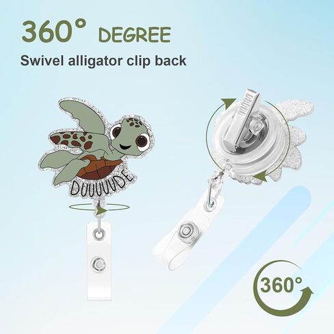 Turtle Badge Reel, Cute Badge Reel, Name Badge Holder Reel ID Clip, Funny Badge Reel for Nurse Office Worker Teacher Student, Nurse Badge Holder with 24" Durable Nylon Retractable Cord in Saudi Arabia
