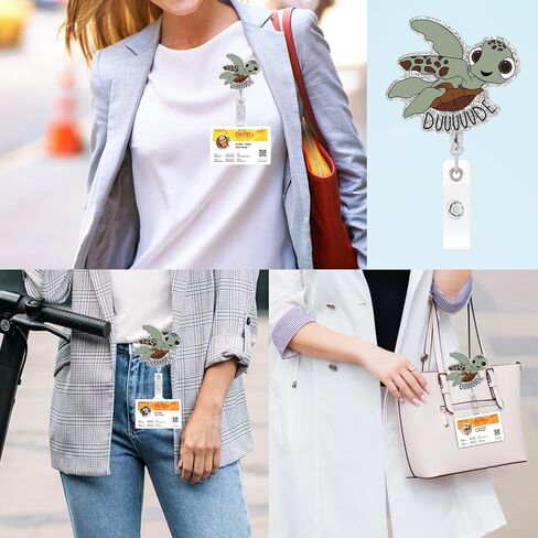 Turtle Badge Reel, Cute Badge Reel, Name Badge Holder Reel ID Clip, Funny Badge Reel for Nurse Office Worker Teacher Student, Nurse Badge Holder with 24" Durable Nylon Retractable Cord in Saudi Arabia