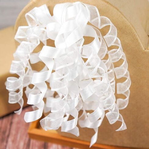 CT CRAFT LLC Silver Metallic Curly Ribbon Bow 6" Long x 6 Counts Gift Wrapping Pre-Tied Self-Adhesive Tab for Birthday Present Box Wine Bottle Baby Shower Party Christmas Hanukah in Kuwait