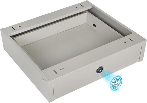 Under Desk Drawer Lockable 17.5" (W) x 15.7" (D) x 3.7" (H) with Fingerprint Lock Metal Mounted Document Drawer for Desk, Grey in Saudi Arabia