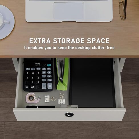 Under Desk Drawer Lockable 17.5" (W) x 15.7" (D) x 3.7" (H) with Fingerprint Lock Metal Mounted Document Drawer for Desk, Grey in Saudi Arabia