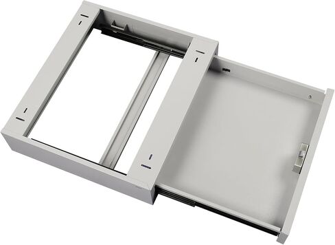 Under Desk Drawer Lockable 17.5" (W) x 15.7" (D) x 3.7" (H) with Fingerprint Lock Metal Mounted Document Drawer for Desk, Grey in Saudi Arabia