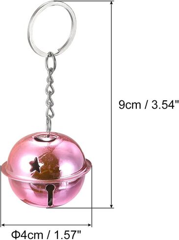 uxcell 5Pcs Pet Bells, 4cm/1.57" Dia Jingle Bell Chain Keychain Craft Carbon Steel for DIY Christmas Festival Decoration Home Party Silver White in Saudi Arabia