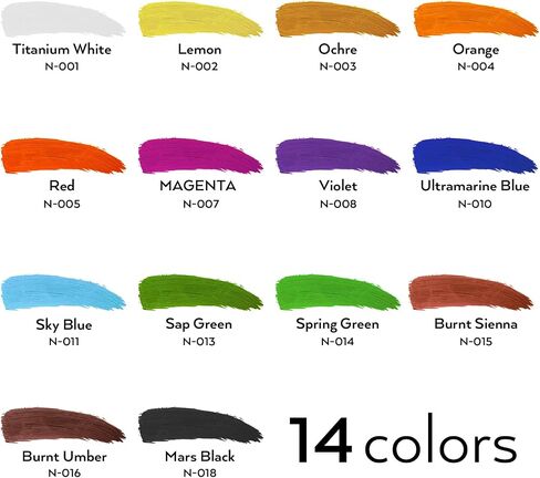 Nicpro 14 Colors Large Bulk Acrylic Paint Set (16.9 oz,500 ml) Rich Art Painting Supplies, Non Toxic for Multi Surface Canvas Wood Leather Fabric Stone Craft, for Kid & Adult with Color Wheel in Saudi Arabia