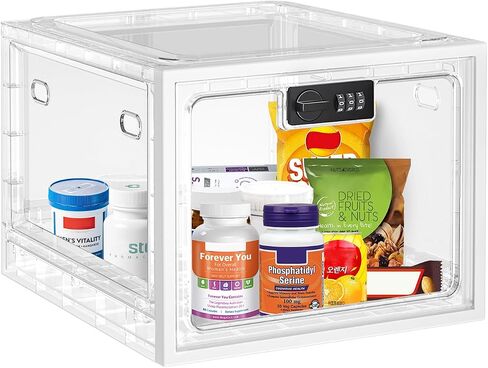Zmains Clear Medication Lock Box, Medicine Storage Box With Code, Kitchen Safe Fridge/Snack Lockable Boxes, Large Locking Storage For Medicine Safe, Personal Item & Cell Phone Jail in Saudi Arabia