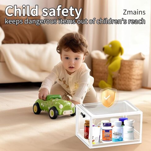 Zmains Clear Medication Lock Box, Medicine Storage Box With Code, Kitchen Safe Fridge/Snack Lockable Boxes, Large Locking Storage For Medicine Safe, Personal Item & Cell Phone Jail in Saudi Arabia