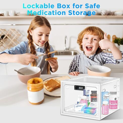 Zmains Clear Medication Lock Box, Medicine Storage Box With Code, Kitchen Safe Fridge/Snack Lockable Boxes, Large Locking Storage For Medicine Safe, Personal Item & Cell Phone Jail in Saudi Arabia