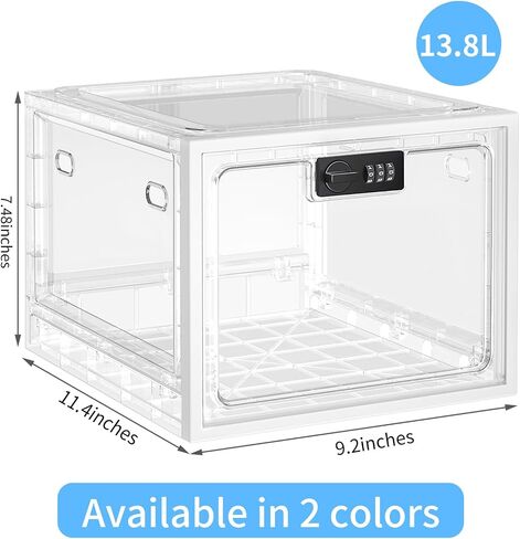 Zmains Clear Medication Lock Box, Medicine Storage Box With Code, Kitchen Safe Fridge/Snack Lockable Boxes, Large Locking Storage For Medicine Safe, Personal Item & Cell Phone Jail in Saudi Arabia