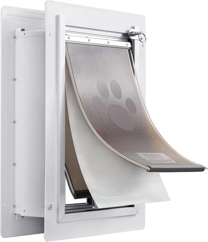 VEVOR 3-Flap Pet Door for Wall, Metal Frame with Lock, Energy-Efficient Insulated Pet Door, Easy to Install in Interior or Exterior Walls, Dog Door for Small Dogs (White-Small) in Saudi Arabia