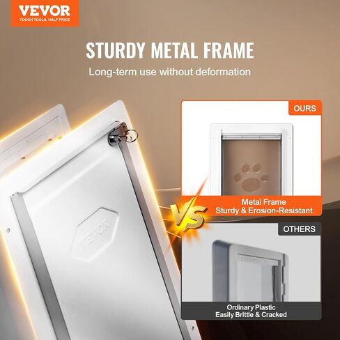 VEVOR 3-Flap Pet Door for Wall, Metal Frame with Lock, Energy-Efficient Insulated Pet Door, Easy to Install in Interior or Exterior Walls, Dog Door for Small Dogs (White-Small) in Saudi Arabia