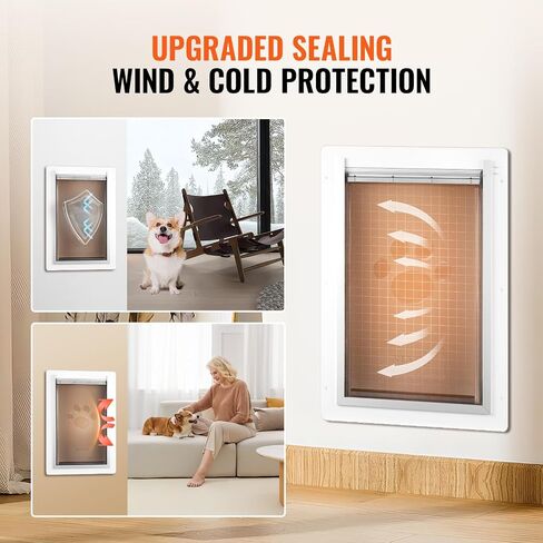 VEVOR 3-Flap Pet Door for Wall, Metal Frame with Lock, Energy-Efficient Insulated Pet Door, Easy to Install in Interior or Exterior Walls, Dog Door for Small Dogs (White-Small) in Saudi Arabia