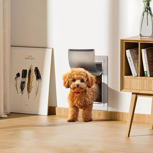 VEVOR 3-Flap Pet Door for Wall, Metal Frame with Lock, Energy-Efficient Insulated Pet Door, Easy to Install in Interior or Exterior Walls, Dog Door for Small Dogs (White-Small) in Saudi Arabia