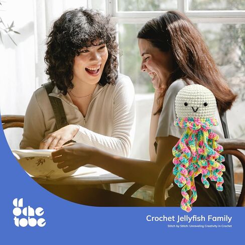 Crochetobe Crochet Kit for Beginners, Crochet Start Kit includes Easy to Follow Instructions and Video Tutorials, Complete Crochet Animal Kit for Adults Kids, 4 PCS Cute Crochet Jellyfish in Kuwait