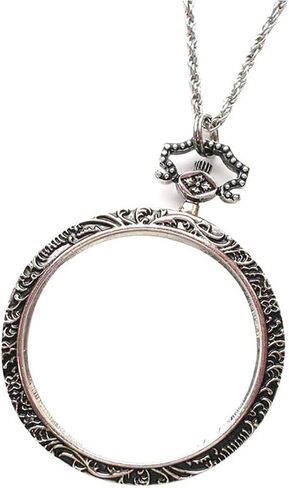10X Necklace Magnifier Pocket Magnifying Glass Monocle Hanging Pendant Chain Reading Magnifier Loupe with 47mm Glass Lens for Books Newspapers Maps Crafts Hobby in Saudi Arabia
