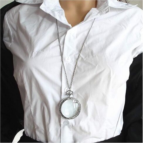 10X Necklace Magnifier Pocket Magnifying Glass Monocle Hanging Pendant Chain Reading Magnifier Loupe with 47mm Glass Lens for Books Newspapers Maps Crafts Hobby in Saudi Arabia