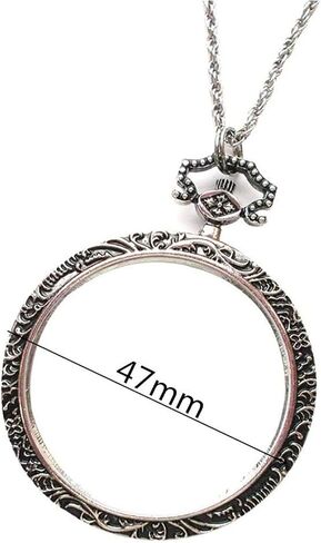10X Necklace Magnifier Pocket Magnifying Glass Monocle Hanging Pendant Chain Reading Magnifier Loupe with 47mm Glass Lens for Books Newspapers Maps Crafts Hobby in Saudi Arabia