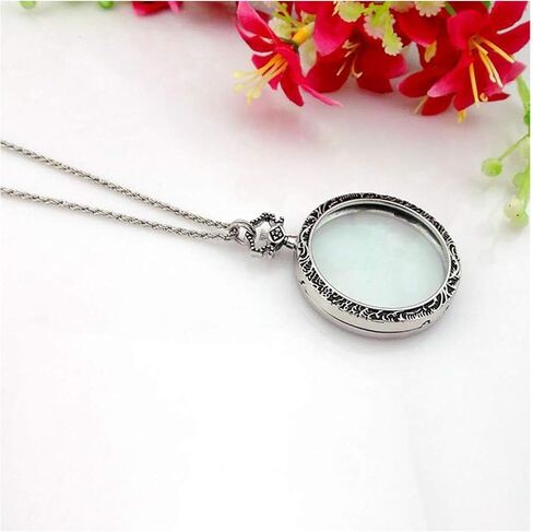 10X Necklace Magnifier Pocket Magnifying Glass Monocle Hanging Pendant Chain Reading Magnifier Loupe with 47mm Glass Lens for Books Newspapers Maps Crafts Hobby in Saudi Arabia