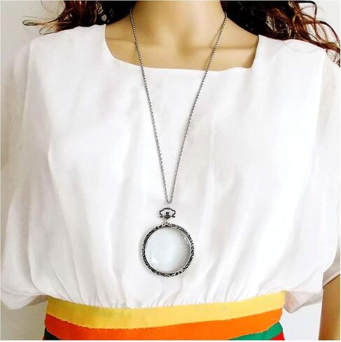 10X Necklace Magnifier Pocket Magnifying Glass Monocle Hanging Pendant Chain Reading Magnifier Loupe with 47mm Glass Lens for Books Newspapers Maps Crafts Hobby in Saudi Arabia