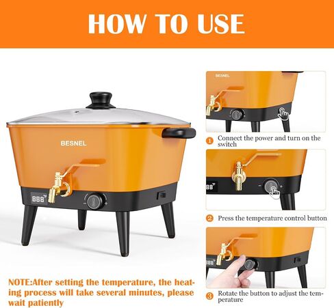 BESNEL Wax Melter for Candle Making, Electric Non-Stick Wax Melter Holds 8Qts of Wax,Soy Wax for or Soap Business Candle Making with Heat Resistant Handle & Brass Spout,Temp Control (Black) in Saudi Arabia