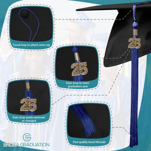 Endea Graduation Single Color Tassel with Gold Bling Charm (Royal Blue, 2025) in Kuwait