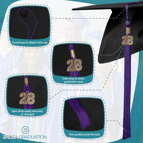 Endea Graduation Single Color Tassel with Gold Bling Charm (Royal Blue, 2025) in Kuwait