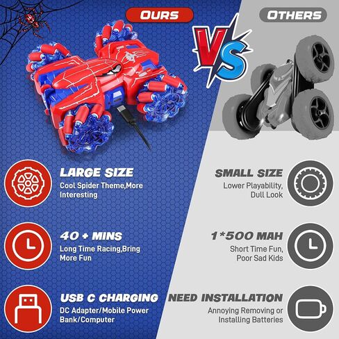 Spider Remote Control Double Sided Stunt Car for 4 5 6 7 8 Year Old Boys in Saudi Arabia