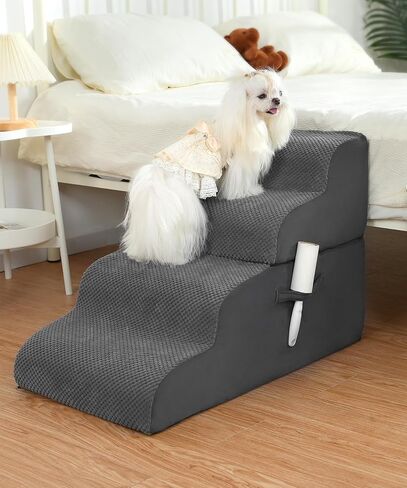 Dog Stairs，4-Tiers Steps Ramp High Bed and Couch, Dog Ramp with Stable Non-Slip Fabric Cover, Pet Stairs for Small Dogs and Cats or Pets Joints,GPT, GEN, WRL-1 BJQ in Saudi Arabia