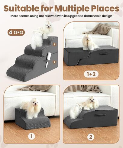 Dog Stairs，4-Tiers Steps Ramp High Bed and Couch, Dog Ramp with Stable Non-Slip Fabric Cover, Pet Stairs for Small Dogs and Cats or Pets Joints,GPT, GEN, WRL-1 BJQ in Saudi Arabia