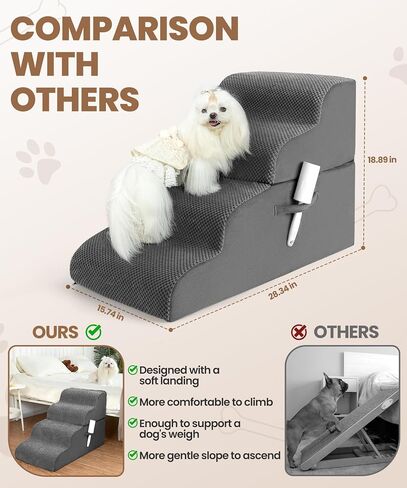 Dog Stairs，4-Tiers Steps Ramp High Bed and Couch, Dog Ramp with Stable Non-Slip Fabric Cover, Pet Stairs for Small Dogs and Cats or Pets Joints,GPT, GEN, WRL-1 BJQ in Saudi Arabia