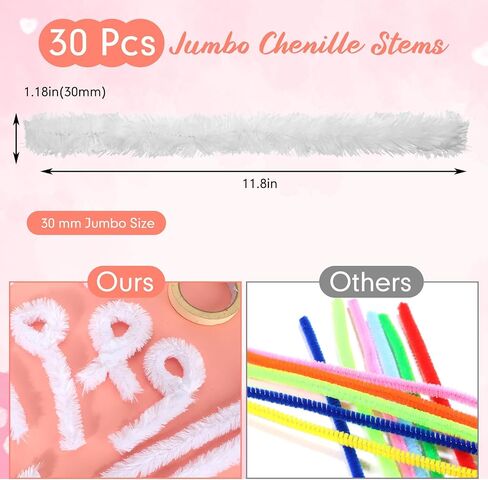 Hotop 30 Pcs Extra Thick Pipe Cleaners 30mm Chenille Stems Jumbo Pipe Cleaners Craft Supplies for Beginners DIY Art Supplies Decorations(Black) in Saudi Arabia