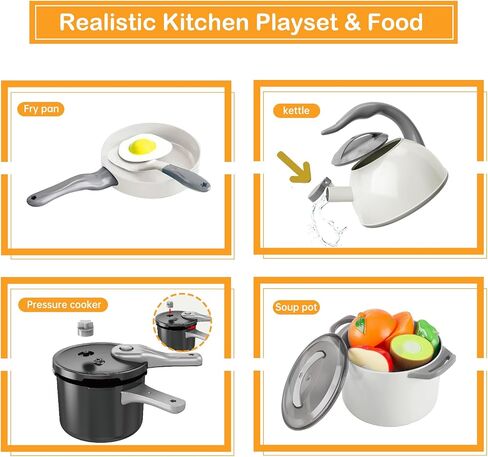 105Pcs Kids Kitchen Toy Accessories, Toddler Pretend BBQ Camping Cooking Playset, Play Pots, Pans, Utensils Cookware Toys, Play Food Set, Vegetables, Learning Gift for Girls Boys in Saudi Arabia