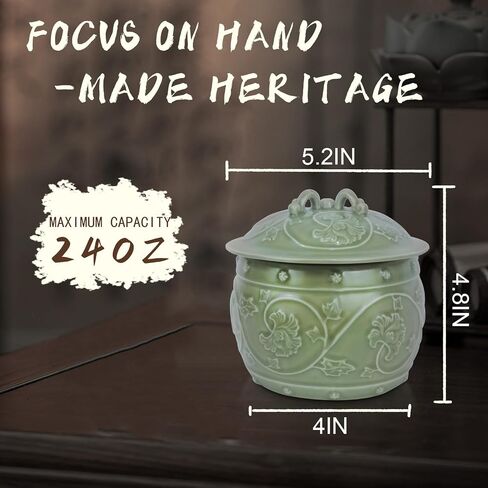 Yue kiln Glaze Twining Flowers صندوق تخزين وعاء الشاي، حامل أكياس الشاي، شاي الحيوانات الأليفة، إكسسوارات الشاي، تخزين الشاي، مجموعة الشاي الصيني، جرة سيراميك، جرة زنجبيل سيراميك in Saudi Arabia