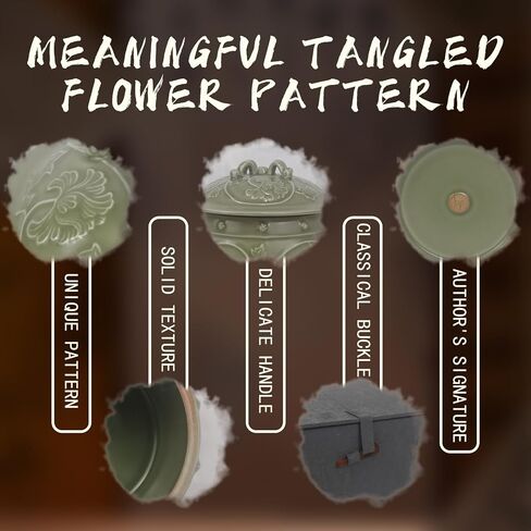 Yue kiln Glaze Twining Flowers صندوق تخزين وعاء الشاي، حامل أكياس الشاي، شاي الحيوانات الأليفة، إكسسوارات الشاي، تخزين الشاي، مجموعة الشاي الصيني، جرة سيراميك، جرة زنجبيل سيراميك in Saudi Arabia