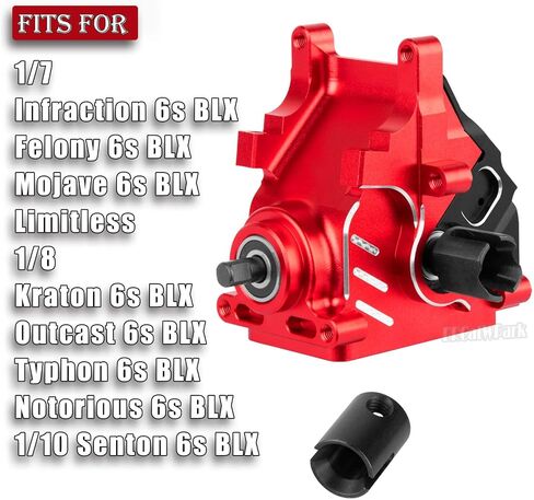 RC Aluminum Gearbox Case & 42T Differential w/15T Main Gear Upgrades Part for 1/8 Kraton/Outcast/Typhon/Notorious 6s BLX 1/7 Infraction/Felony/Mojave 6s BLX Limitless,Red in Saudi Arabia
