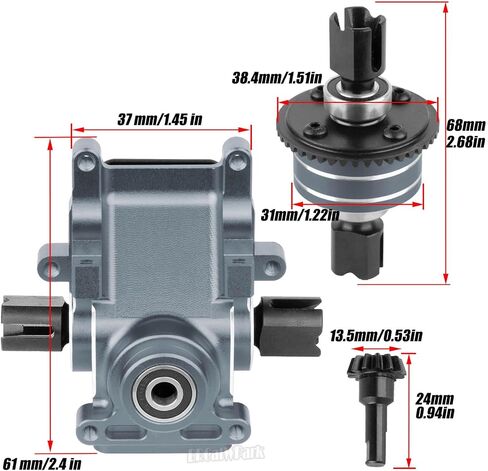 RC Aluminum Gearbox Case & 42T Differential w/15T Main Gear Upgrades Part for 1/8 Kraton/Outcast/Typhon/Notorious 6s BLX 1/7 Infraction/Felony/Mojave 6s BLX Limitless,Red in Saudi Arabia